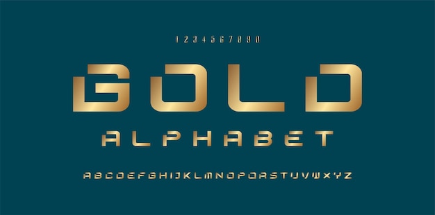 Gold font and alphabet vector Golden typeface letter and number design