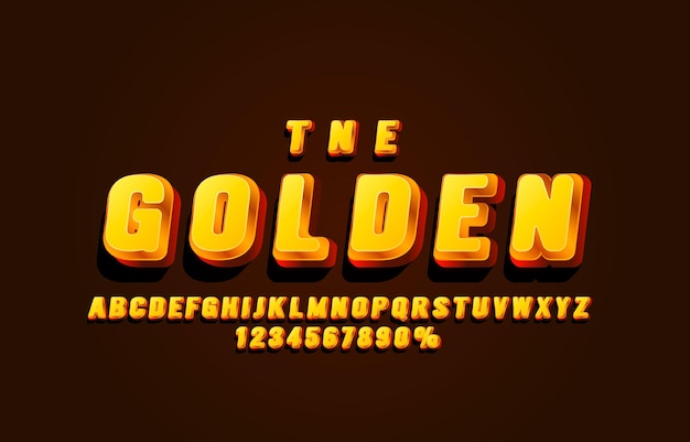 Gold font set collection letters and numbers symbol vector