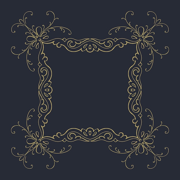 A gold frame on a black background