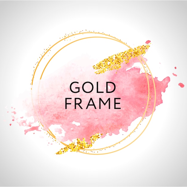 Vector gold frame paint hand painted  brush stroke. perfect  for headline, logo and sale banner. watercolor.