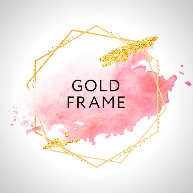 Gold frame paint hand painted  brush stroke. perfect  for headline, logo and sale banner. watercolor