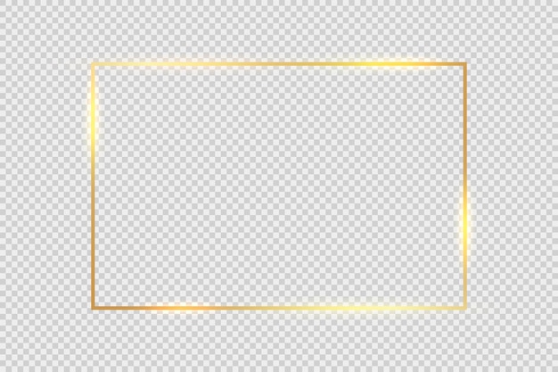 ベクトル ゴールドフレームの正方形の背景ライトグローフレアマジックグラフィックエフェクトデザインのゴールデンフレームライン