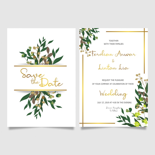 gold frame wedding invitation card