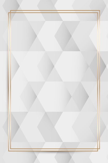 Gold frame on white and gray geometric pattern background vector