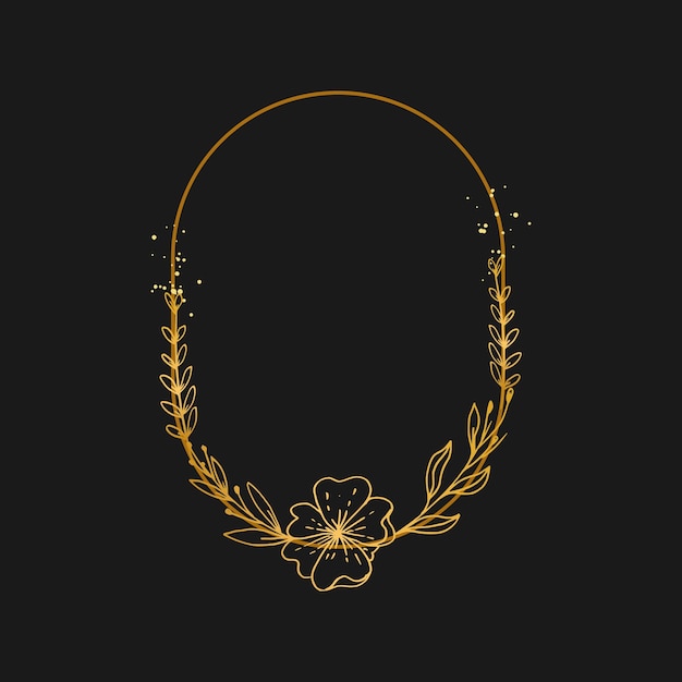 Gold frame with a flower on a black background