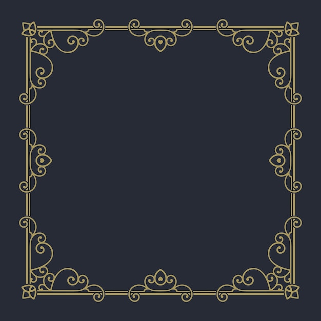 Vector a gold frame with a pattern of sculptural elements.