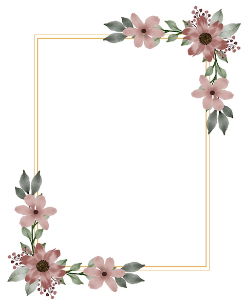 Gold frame with peach flower bouquet