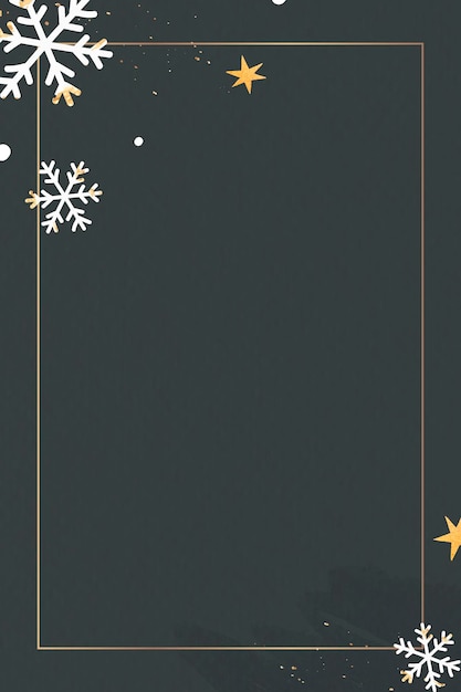 Vector gold frame with snowflakes patterned background vector