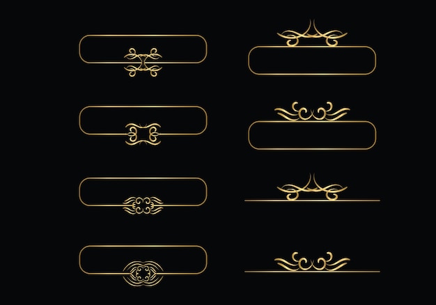 Gold frames on a black background