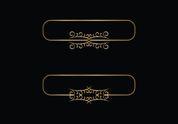 Gold frames on a black background