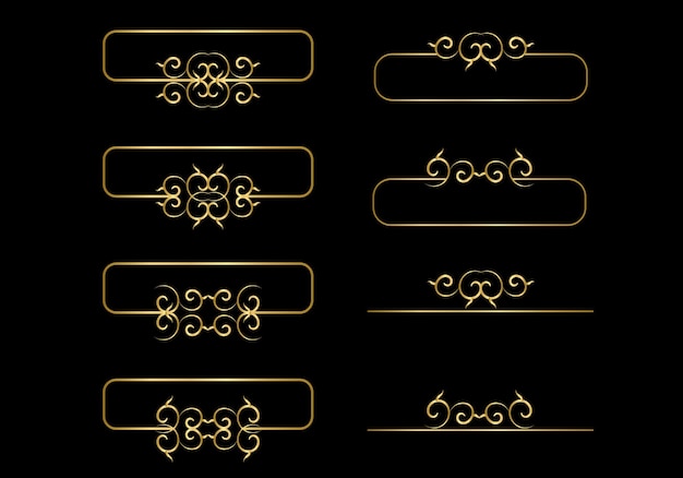 Gold frames on a black background