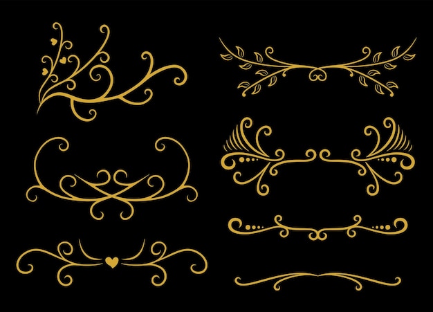 Vector gold frames on a black background