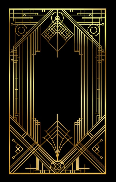 Vector gold geometric art deco style line art vector illstration