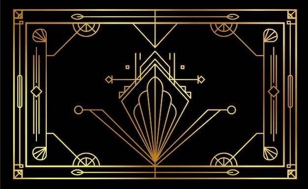 Gold geometric art deco style line art Vector illstration