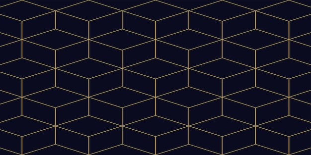 Gold geometric hexagonal in modern style on blue background. Abstract gold cubes on blue background.