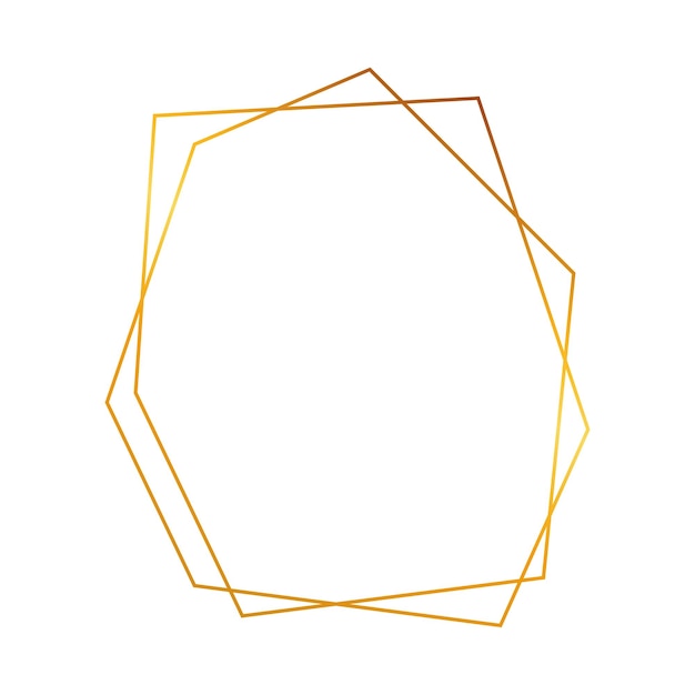 白い背景に分離された輝く効果を持つ金の幾何学的な多角形フレーム空の輝くアールデコの背景ベクトル図
