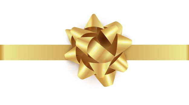 Vector gold gift bow with ribbon realistic golden glowing xmas bow template christmas illustration