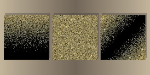 Glitter oro su sfondo nero copertina set modello astratto per biglietti di auguri invito