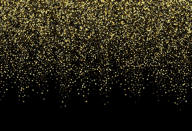 Gold glitter on a black background. holiday background. golden explosion of confetti.