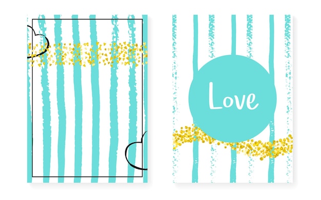 Gold glitter cards with dots and sequins wedding and bridal sho