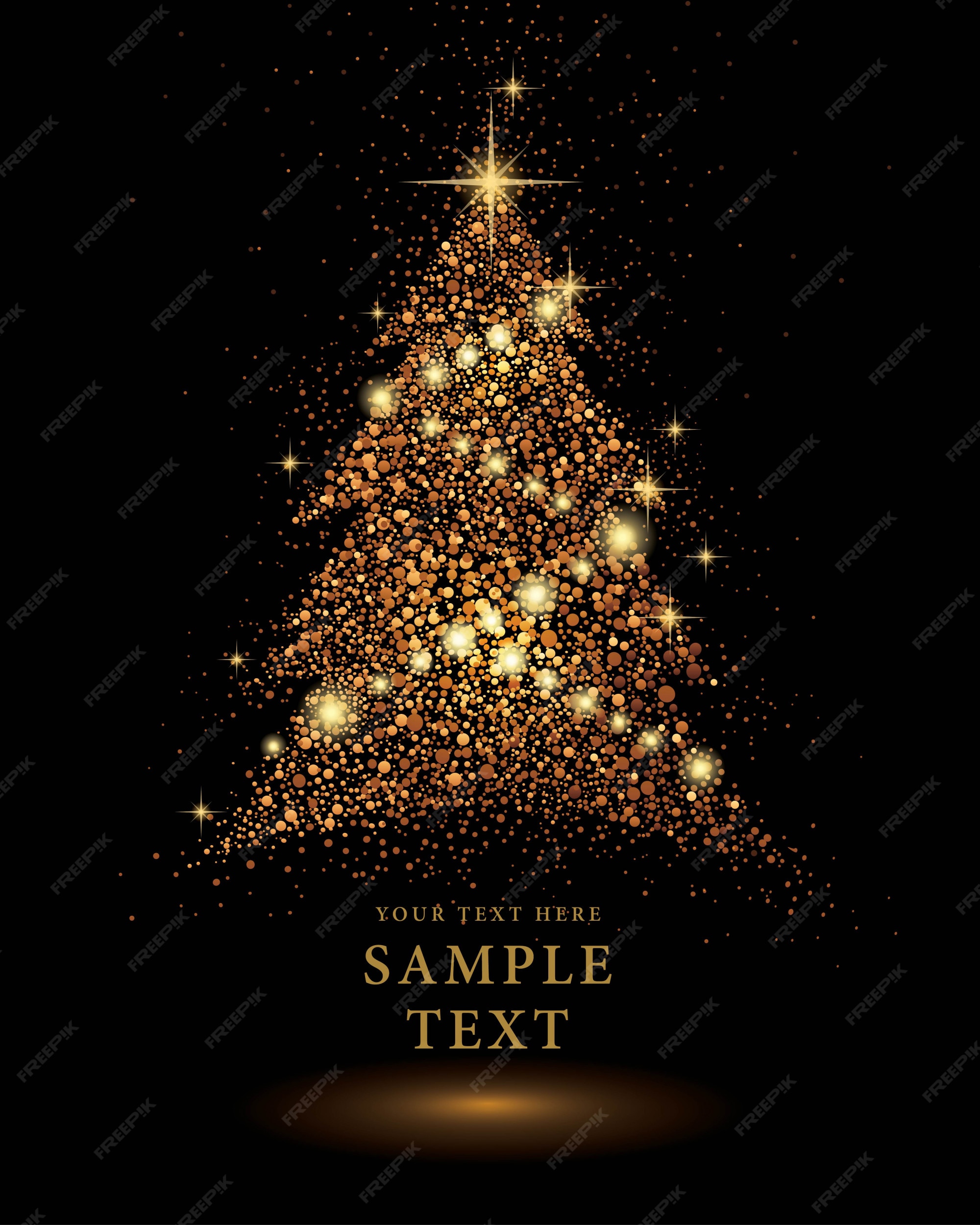 Premium Vector | Gold glitter christmas tree vector on black ...