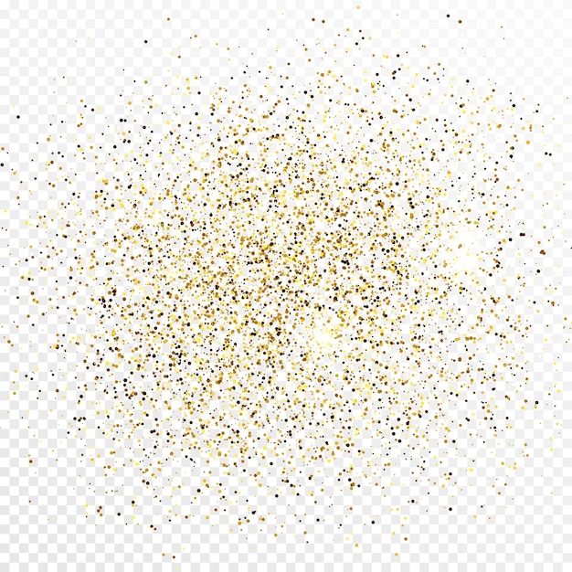 Vector gold glitter confetti backdrop isolated on white transparent background. celebratory texture with shining light effect. vector illustration.