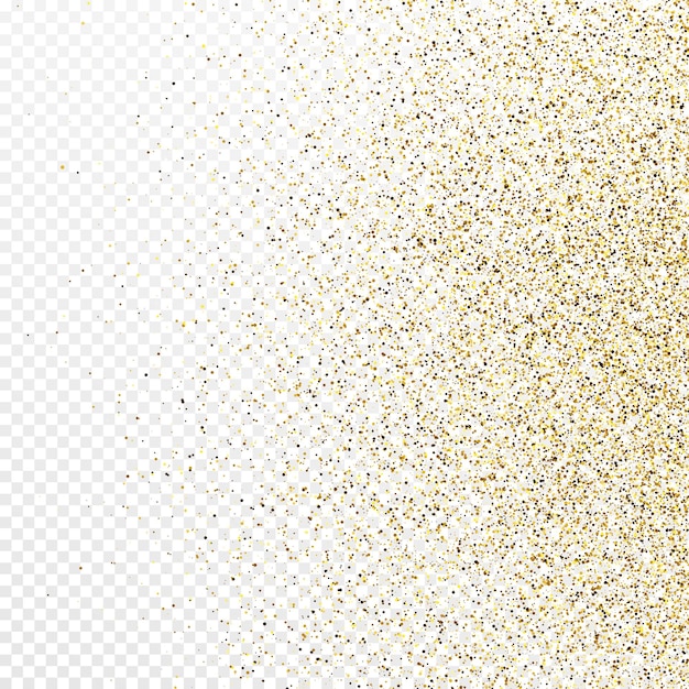 Vector gold glitter confetti backdrop isolated on white transparent background celebratory texture with shining light effect vector illustration