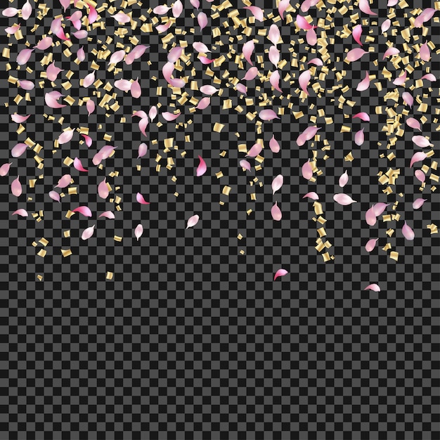 Vector gold glitter confetti and petals