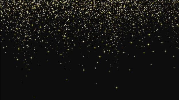 Gold glitter dust on black background Vector illustration