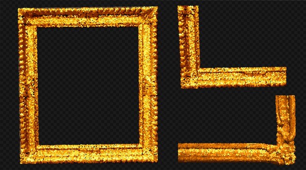 gold glitter frame set ornate vector border for antique portrait or painting classic and royal