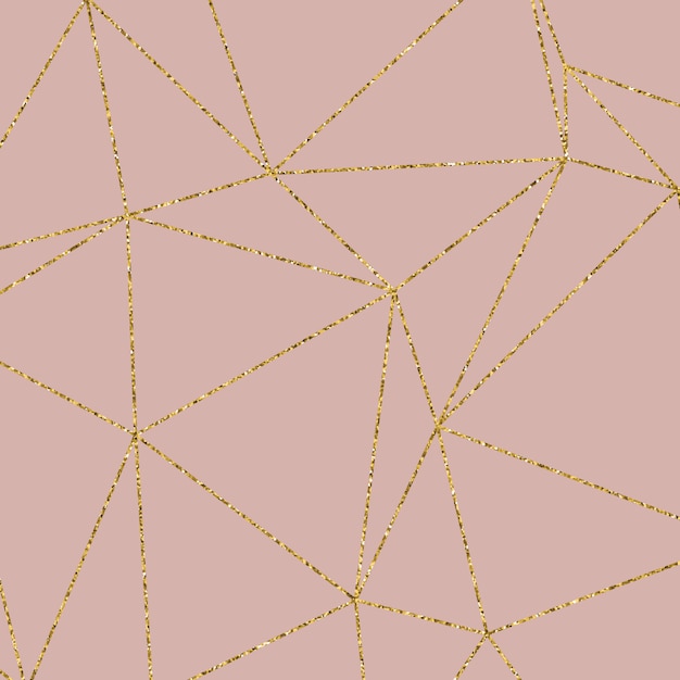 Vector gold glitter geometric pattern on rose gold background