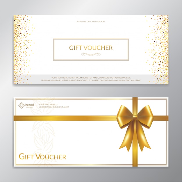 Gold glitter gift voucher, certificate, coupon for festive season