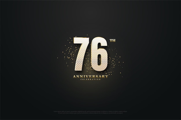 Gold glitter and gold light effect which makes luxury 76th anniversary celebration banner