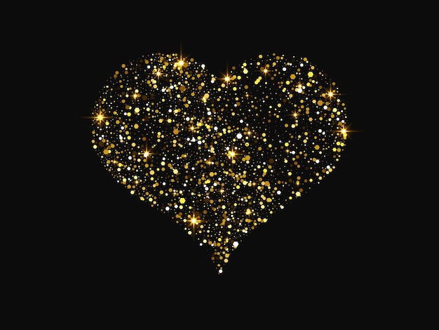 Gold glitter heart on dark background