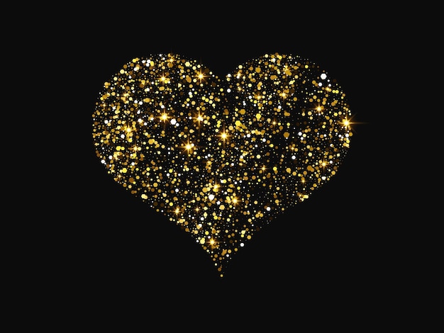 Gold glitter heart on dark background