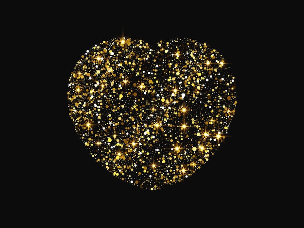 gold glitter heart on dark background