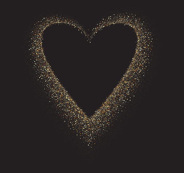 Gold glitter heart frame luxury shimmer heart shape border