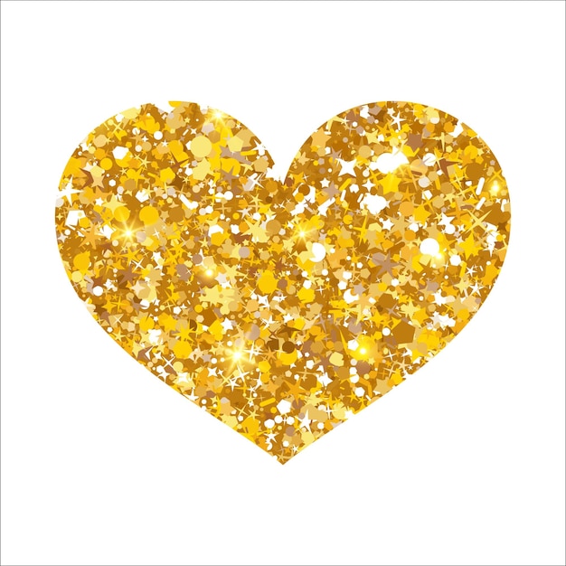 Gold glitter heart luxury shimmer heart shape sparkling symbol of love