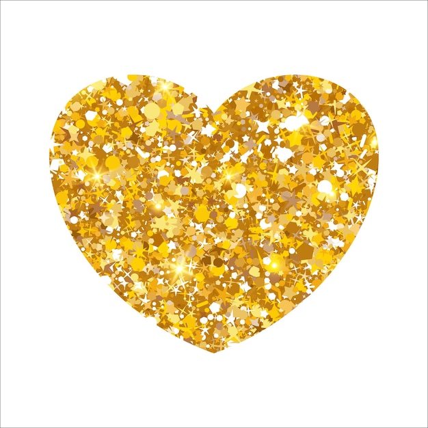 Vector gold glitter heart luxury shimmer heart shape sparkling symbol of love