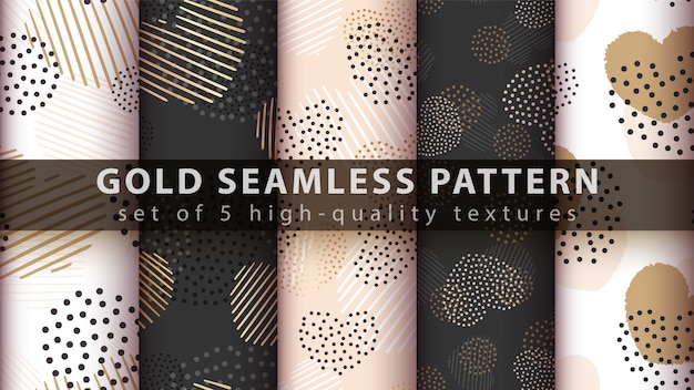 Gold, glitter love - seamless pattern