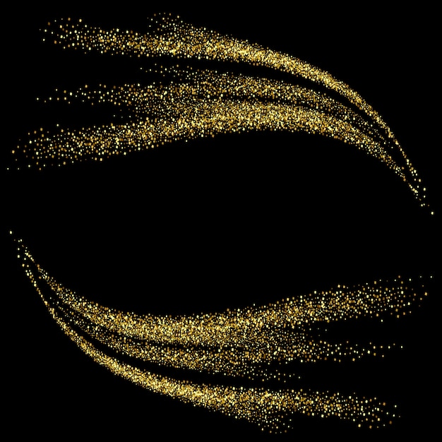 Vector gold glitter particles in the form of waves