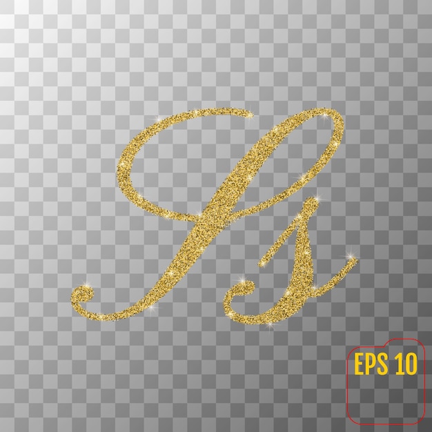 Буква s с золотым блеском в стиле ручной росписи на прозрачном фоне буква s с золотым шрифтом в верхнем регистре векторная иллюстрация