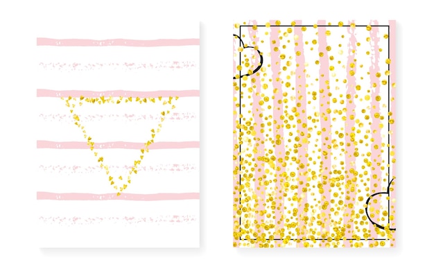 도트 웨딩 및 브라이덜 샤워 초대장이 있는 골드 글리터 스팽글