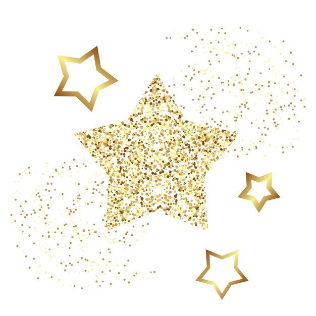 Vector gold glitter stars flying sparkles