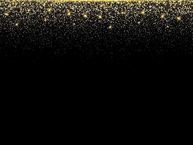 Gold glitter texture on a black background. golden explosion of confetti. golden grainy abstract texture on a black background. design element. vector illustration