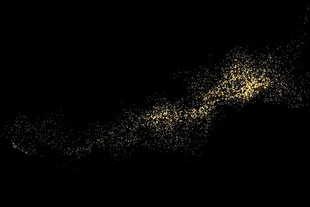 Gold glitter texture on black background golden explosion of confetti