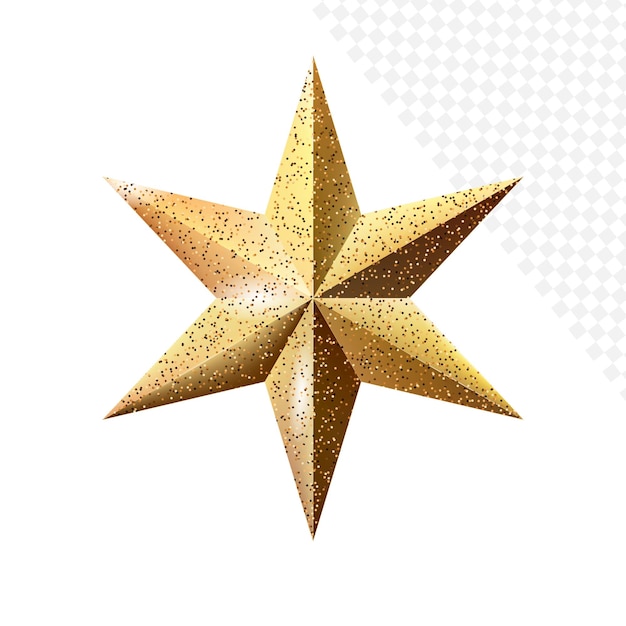 Vector gold glitter vector star with shadow new year decor element golden sparkle luxury design element