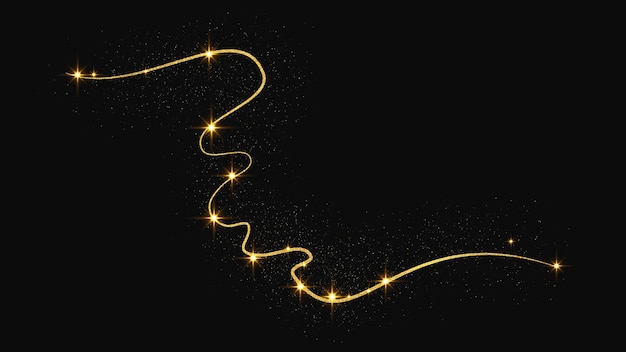 Вектор Золотая блестящая конфетти-волна и звездная пыль золотые волшебные искры на темном фоне векторная иллюстрация