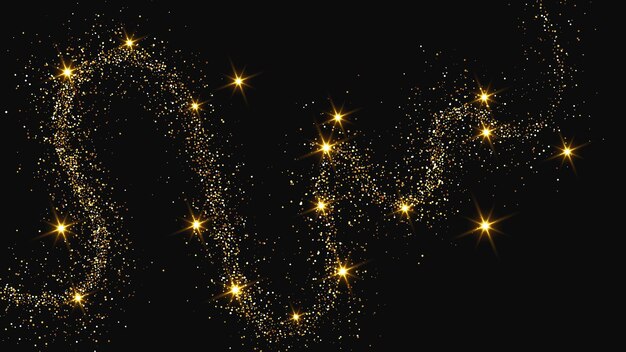 gold glittering confetti wave and stardust