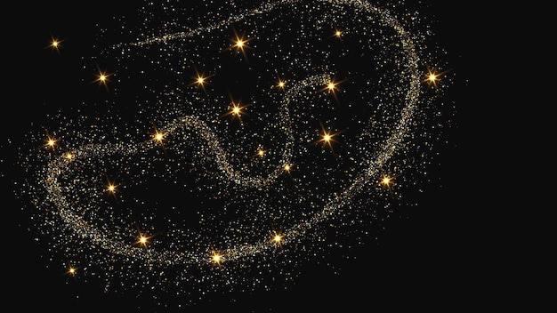gold glittering confetti wave and stardust